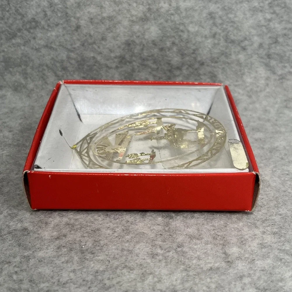 Nevada Ornament Gold‎ Metal Cowboy Horse Desert Christmas Nations Treasures Box